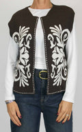 Off-on - Gilet aperto jacquard - Moro / panna