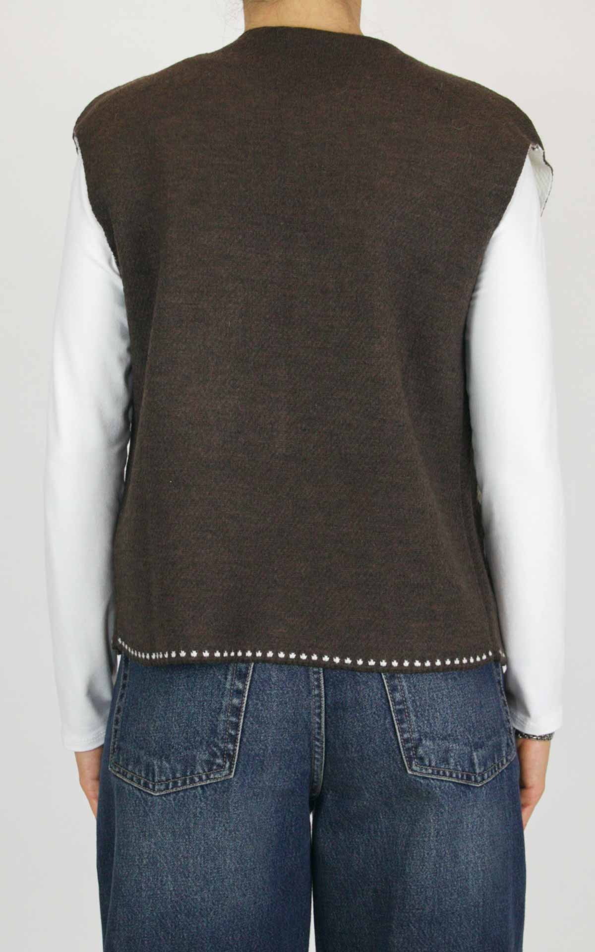 Off-on - Gilet aperto jacquard - Moro / panna