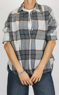 Off-On - Camicia flanella check - Grigio / panna