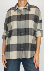 Off-On - Camicia flanella check - Crema / moro