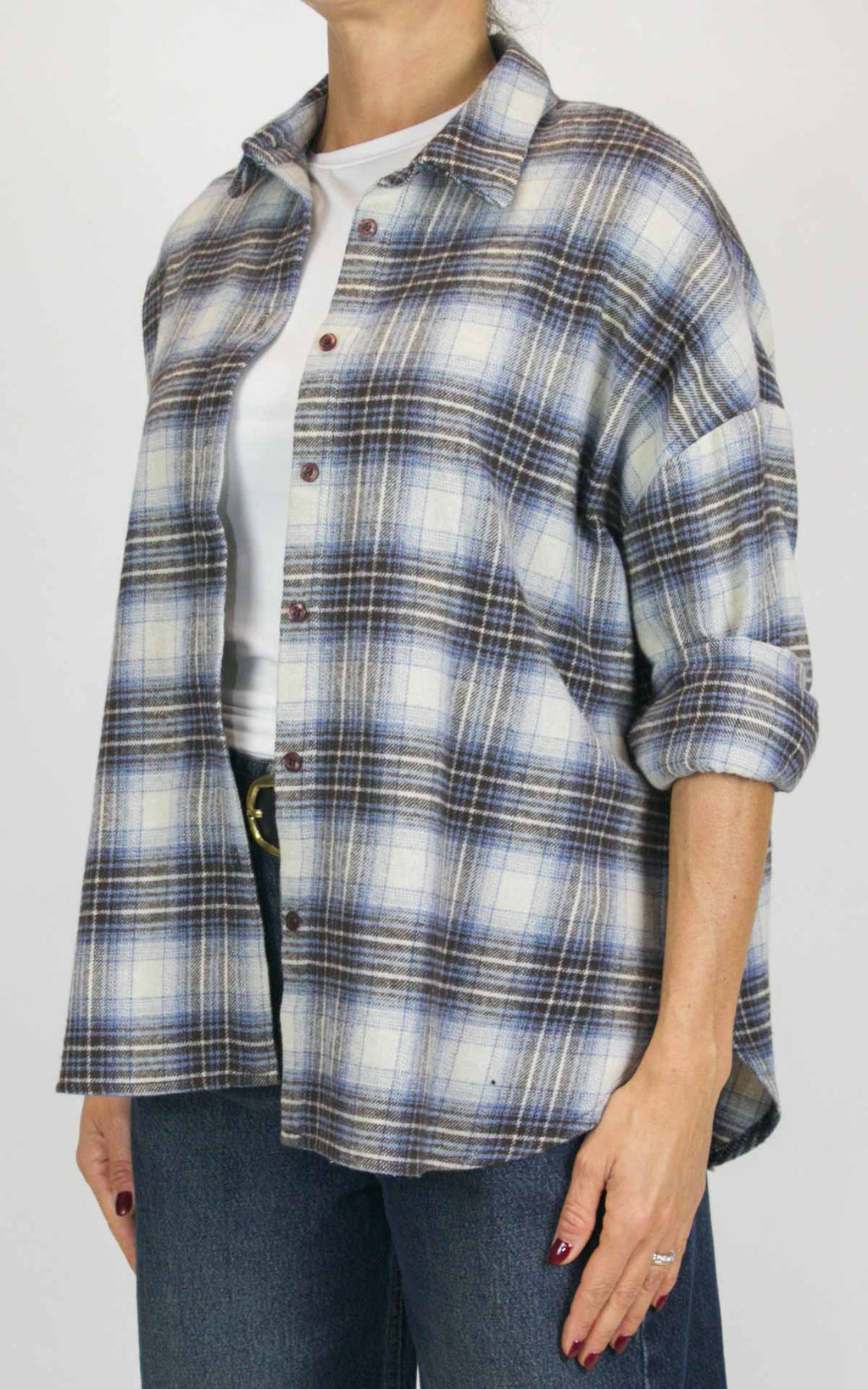 Off-On - Camicia flanella check - Panna / moro