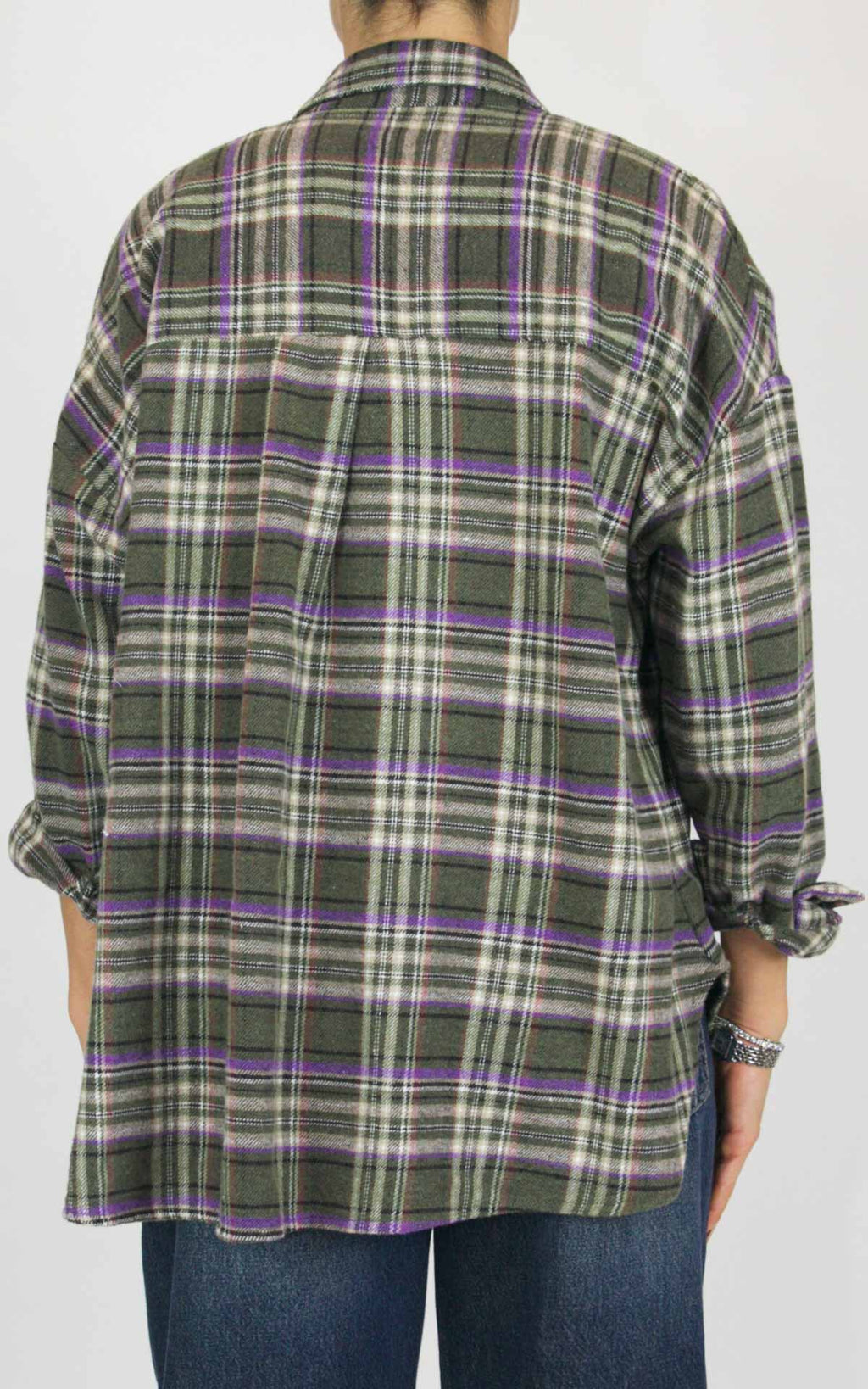 Off-On - Camicia flanella check - Verde / viola