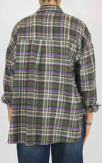 Off-On - Camicia flanella check - Verde / viola