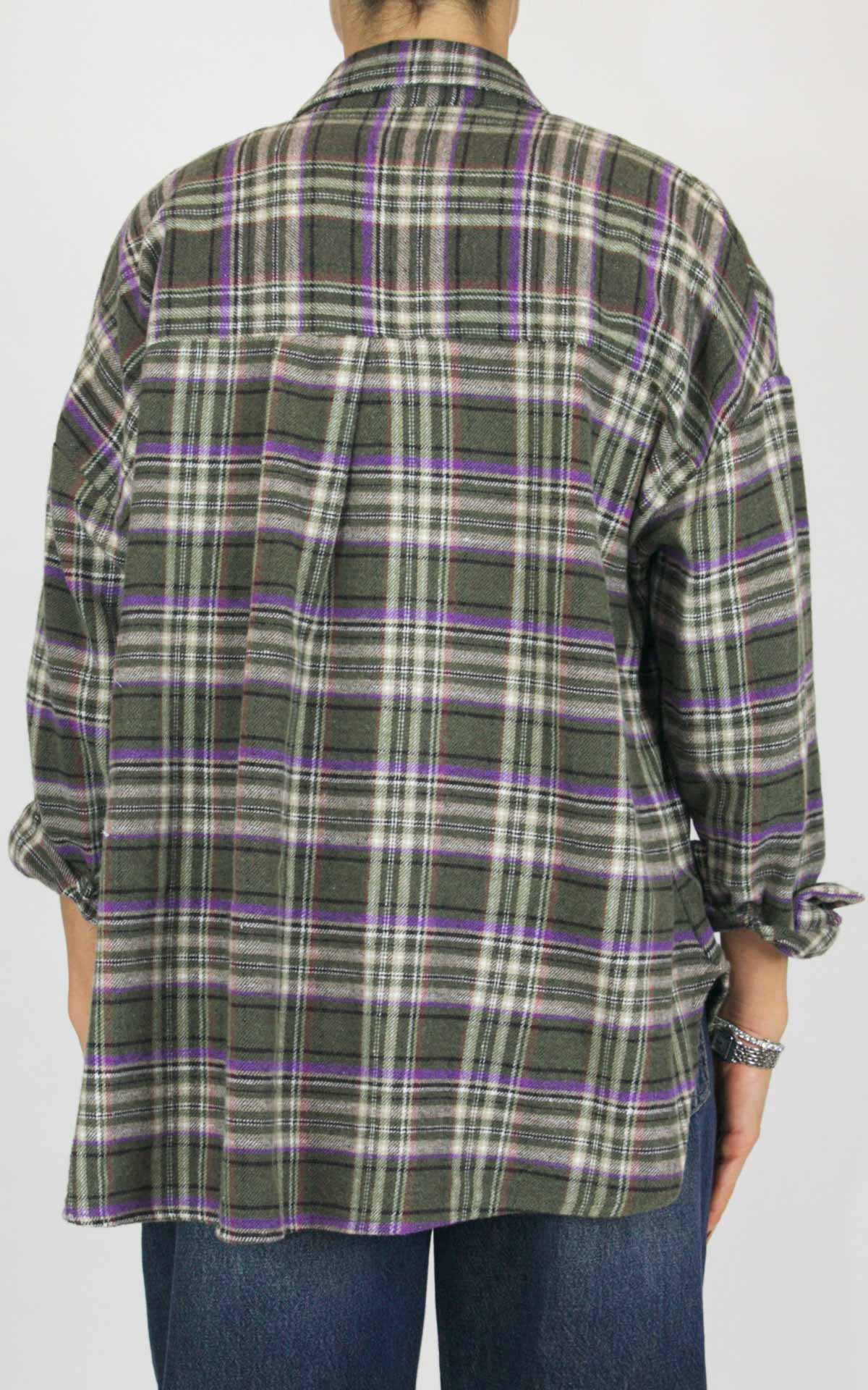 Off-On - Camicia flanella check - Verde / viola