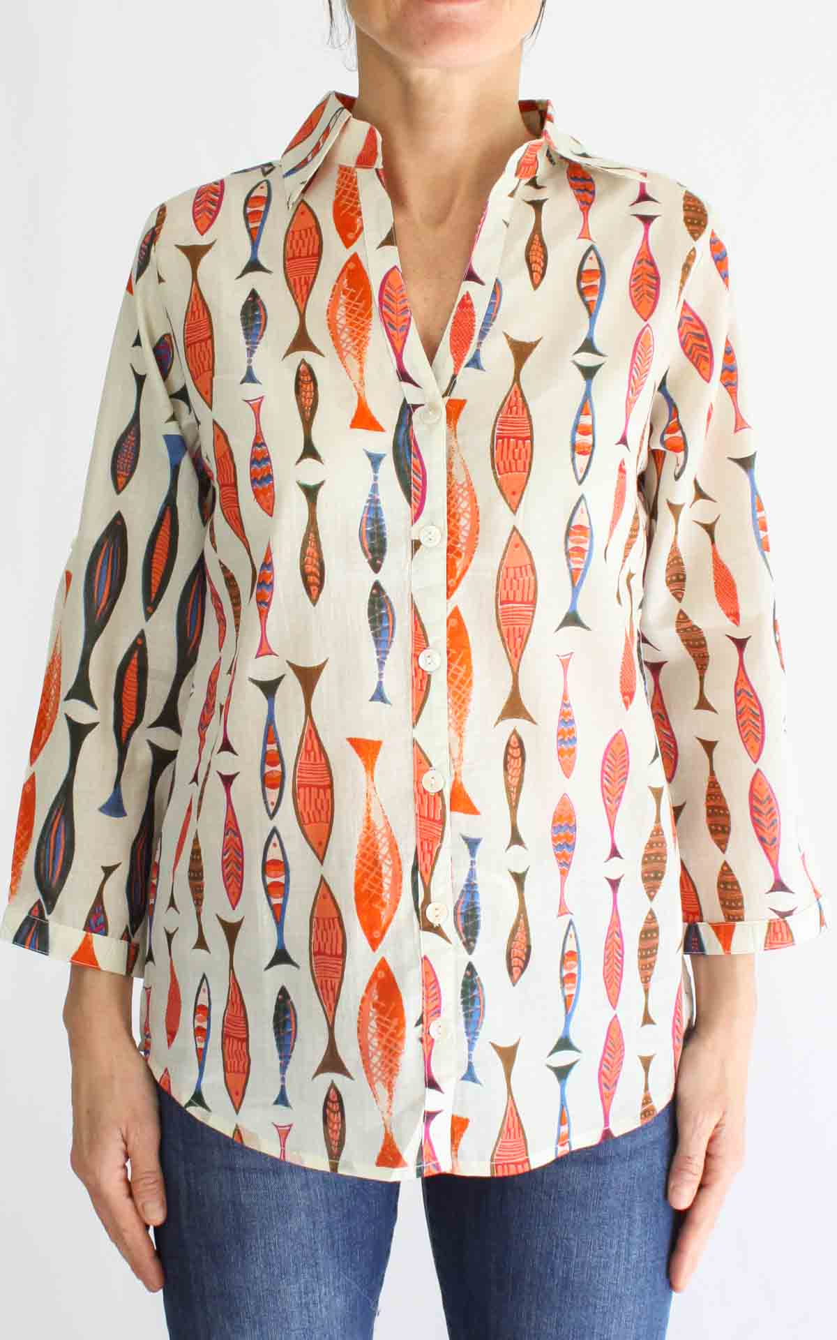 Palme - Camicia pesci - Arancione