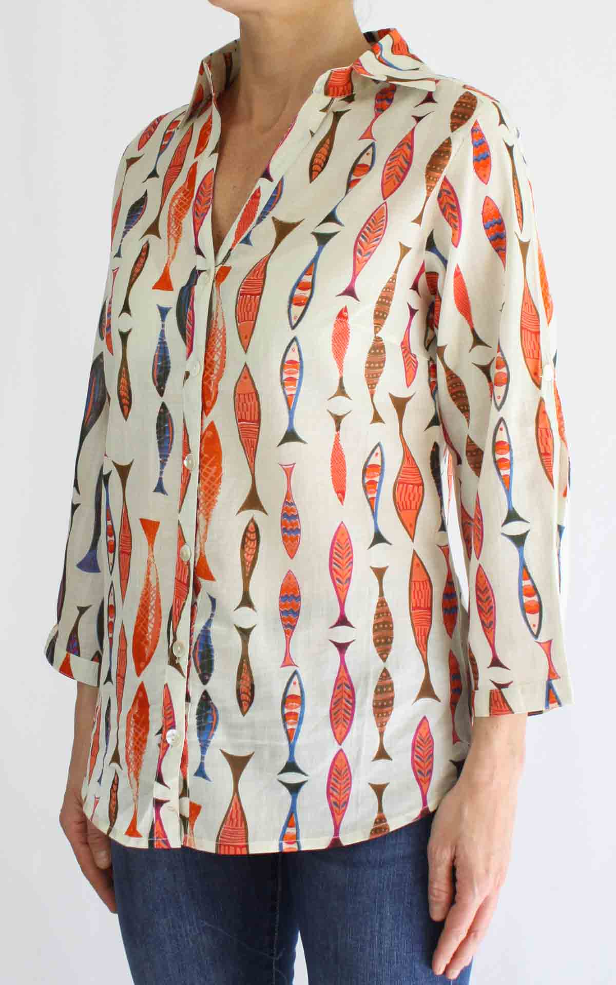 Palme - Camicia pesci - Arancione
