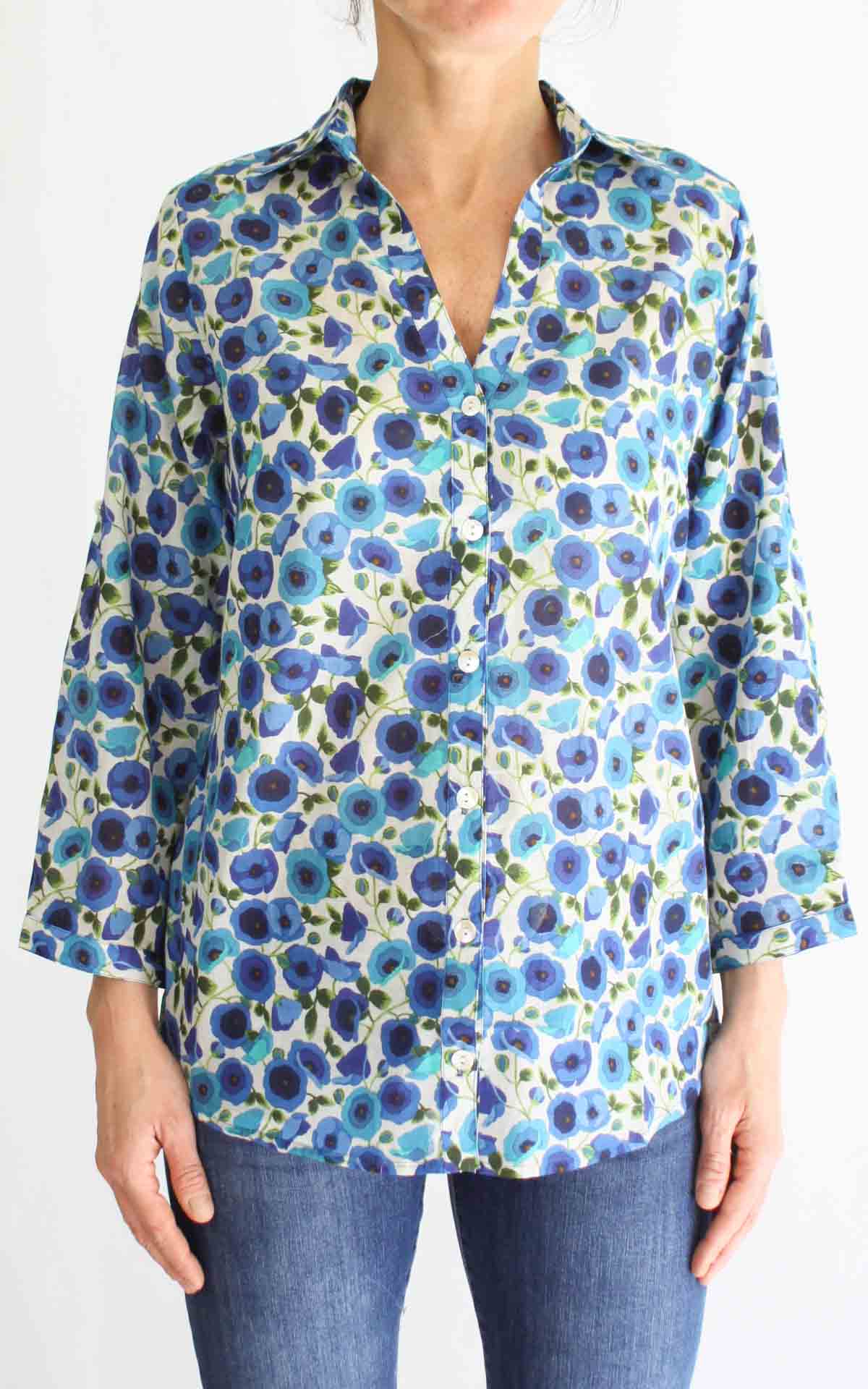 Palme - Camicia papaveri - Blu