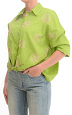 OFF-ON - Camicia con ricami - Verde pistacchio