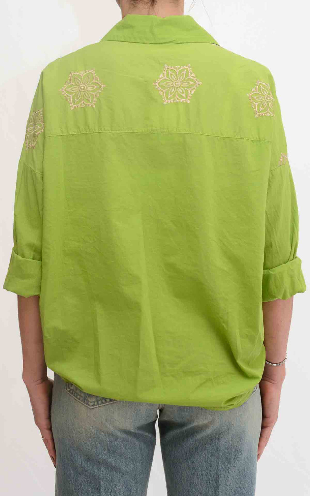 OFF-ON - Camicia con ricami - Verde pistacchio