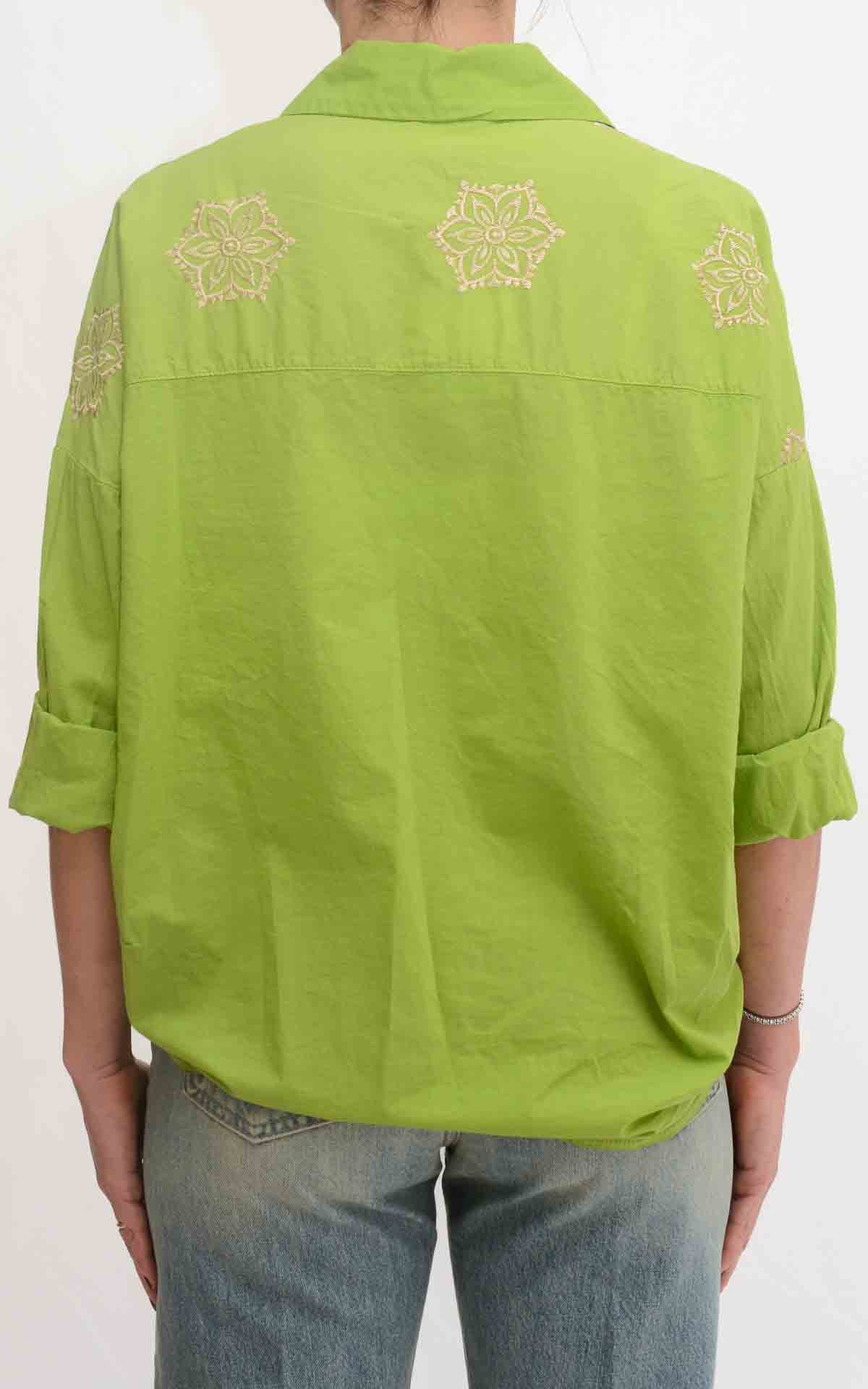 OFF-ON - Camicia con ricami - Verde pistacchio
