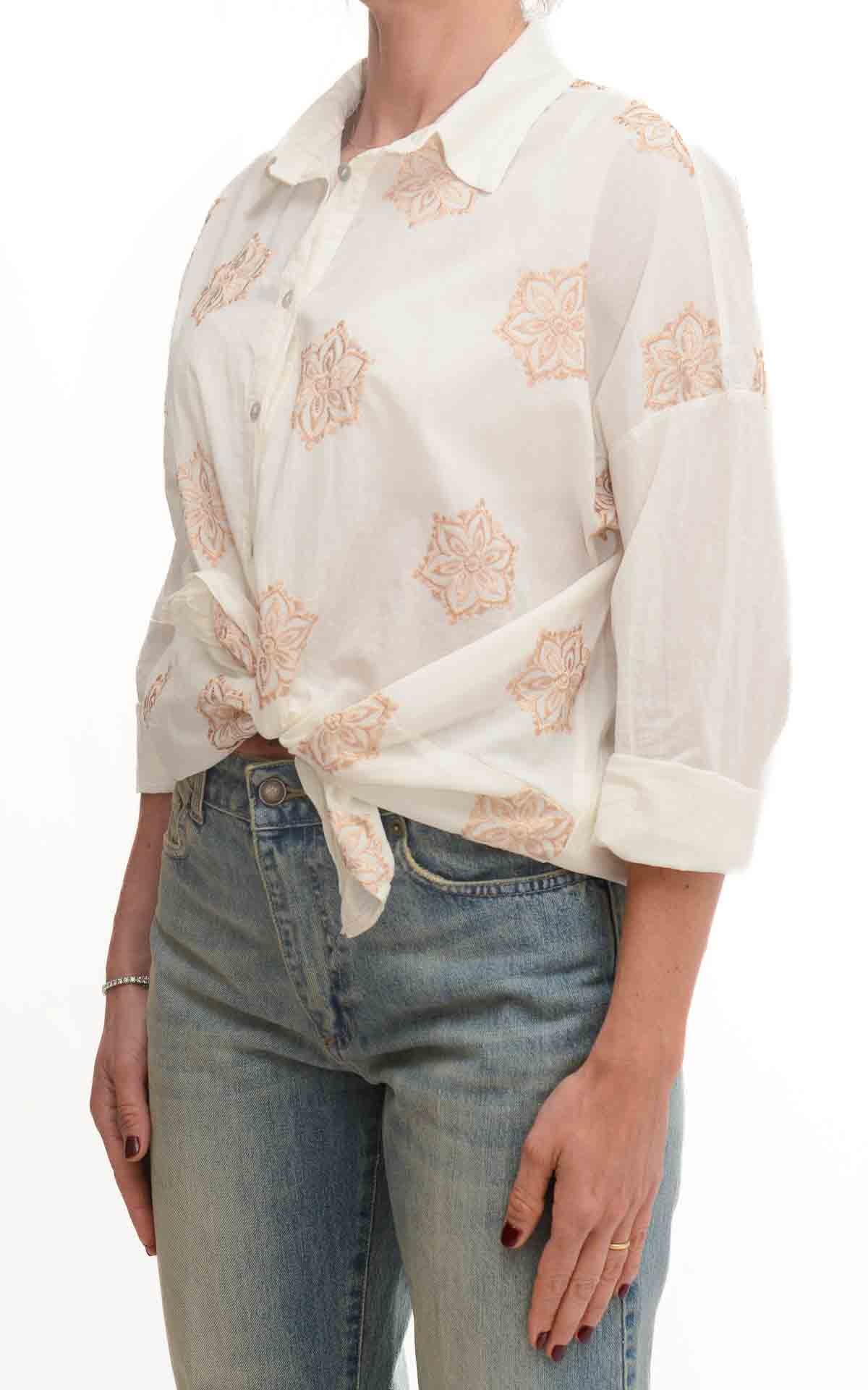 OFF-ON - Camicia con ricami - Burro