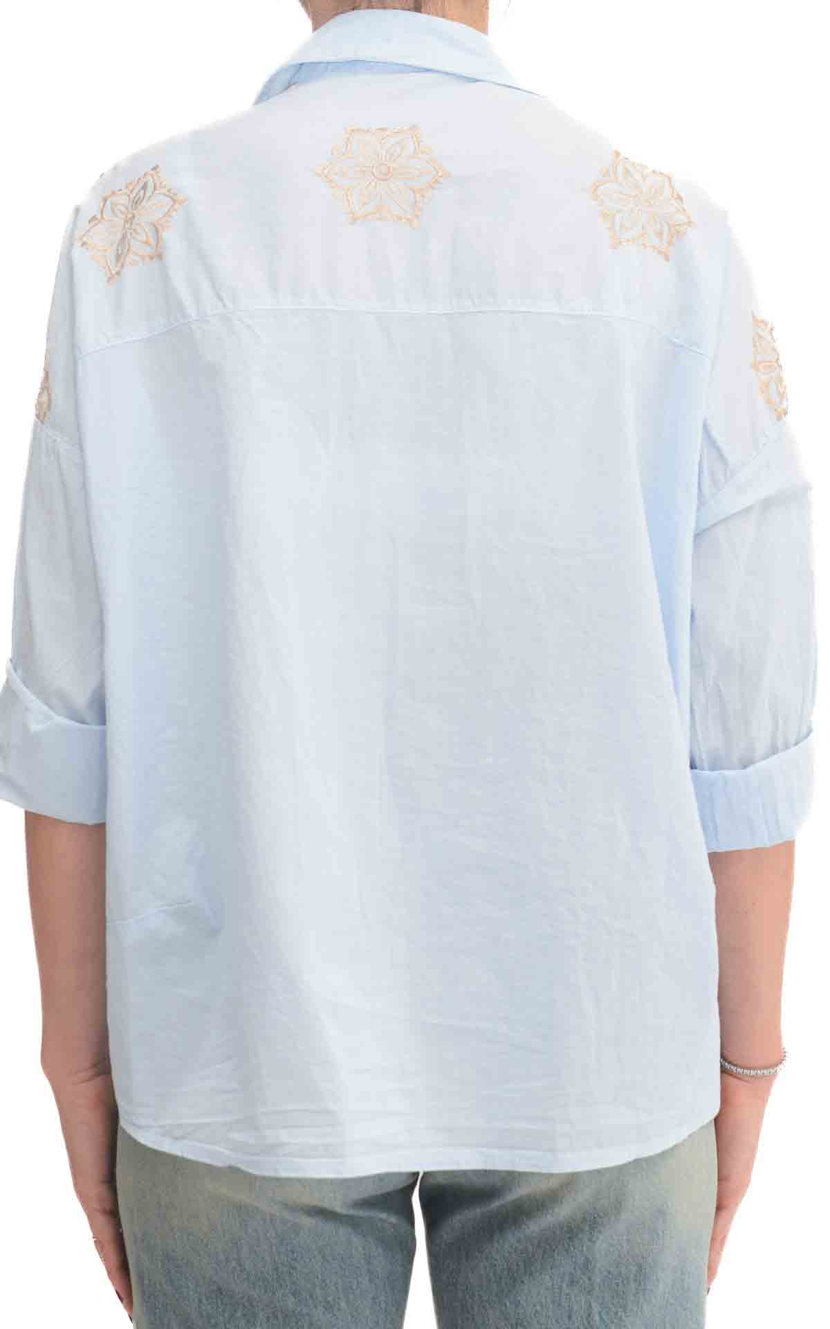 OFF-ON - Camicia con ricami - Celeste