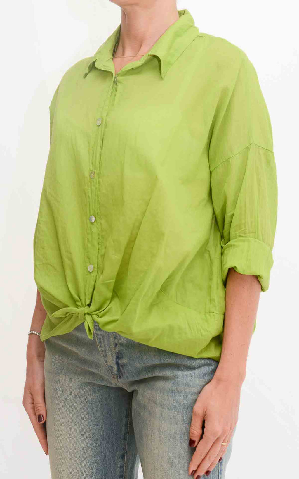 OFF-ON - Camicia in mussola tinta unita - Verde pistacchio