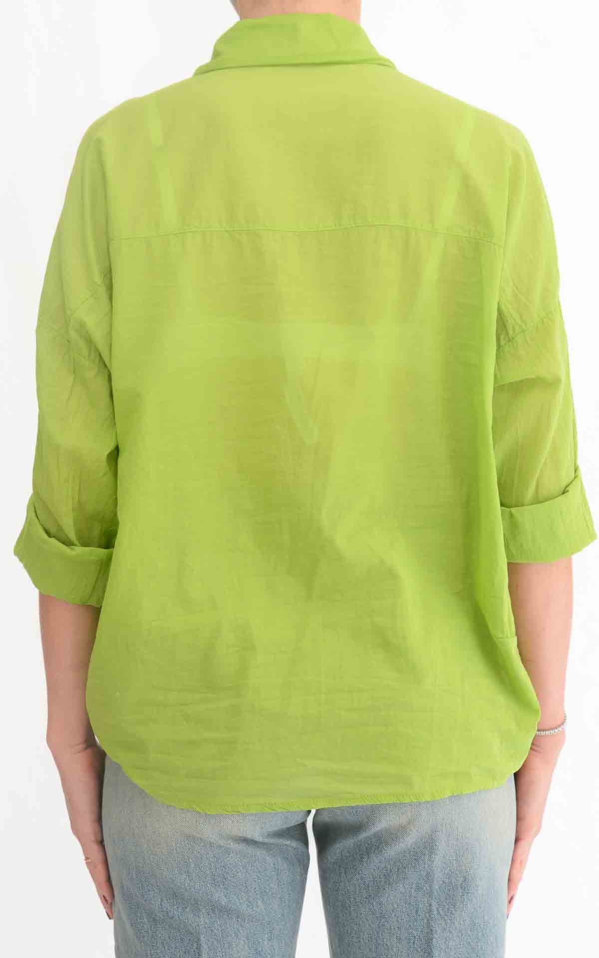 OFF-ON - Camicia in mussola tinta unita - Verde pistacchio