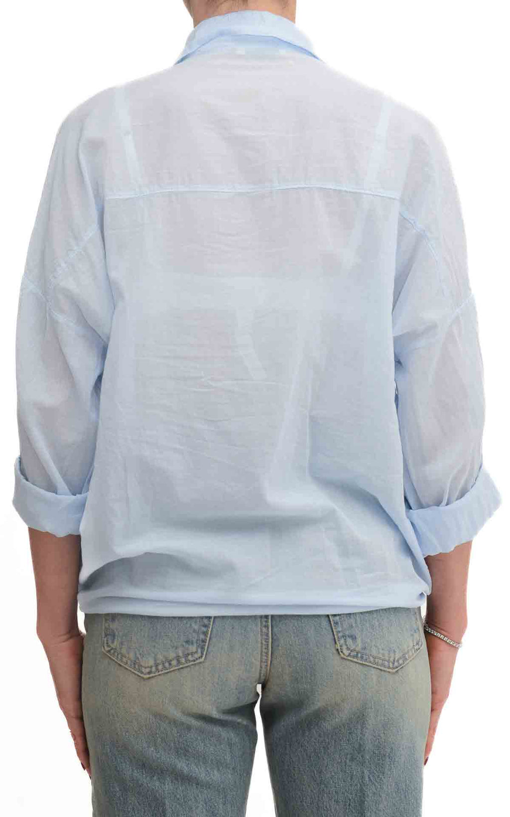 OFF-ON - Camicia in mussola tinta unita - Celeste