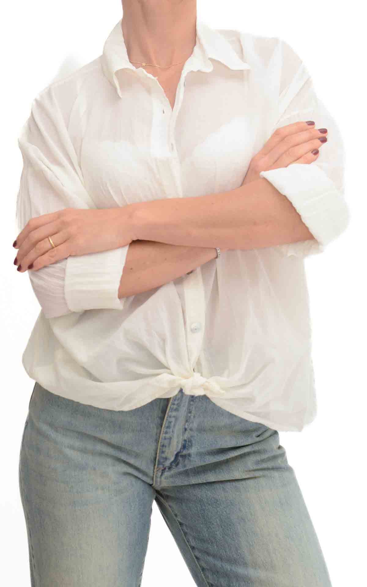 OFF-ON - Camicia in mussola tinta unita - Burro