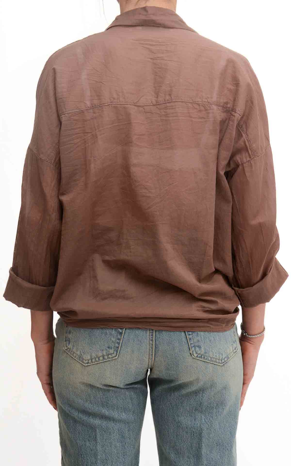 OFF-ON - Camicia in mussola tinta unita - Cioccolato