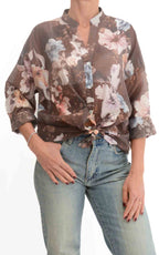 Susymix - Camicia a fantasia con nodo - Moro