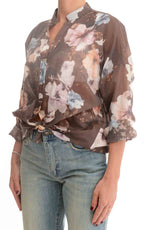 Susymix - Camicia a fantasia con nodo - Moro