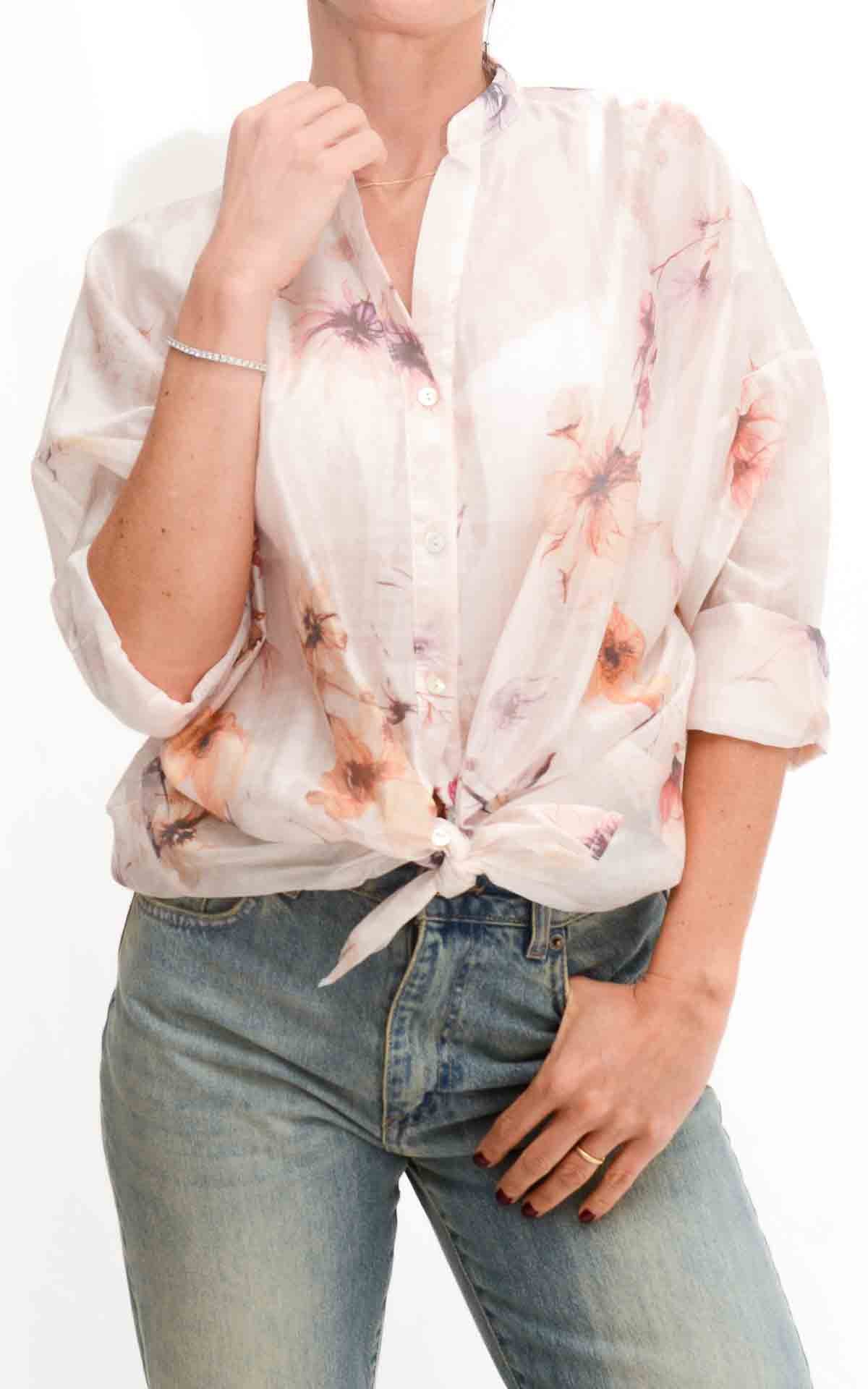 Susymix - Camicia a fantasia con nodo - Latte