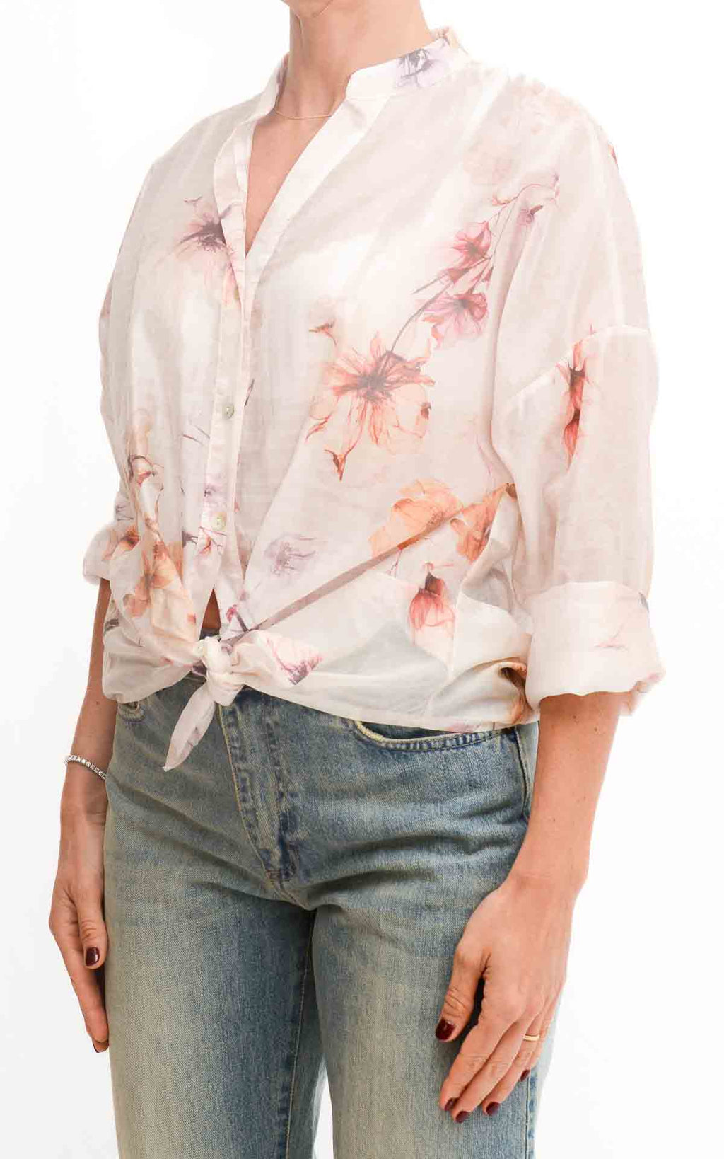 Susymix - Camicia a fantasia con nodo - Latte