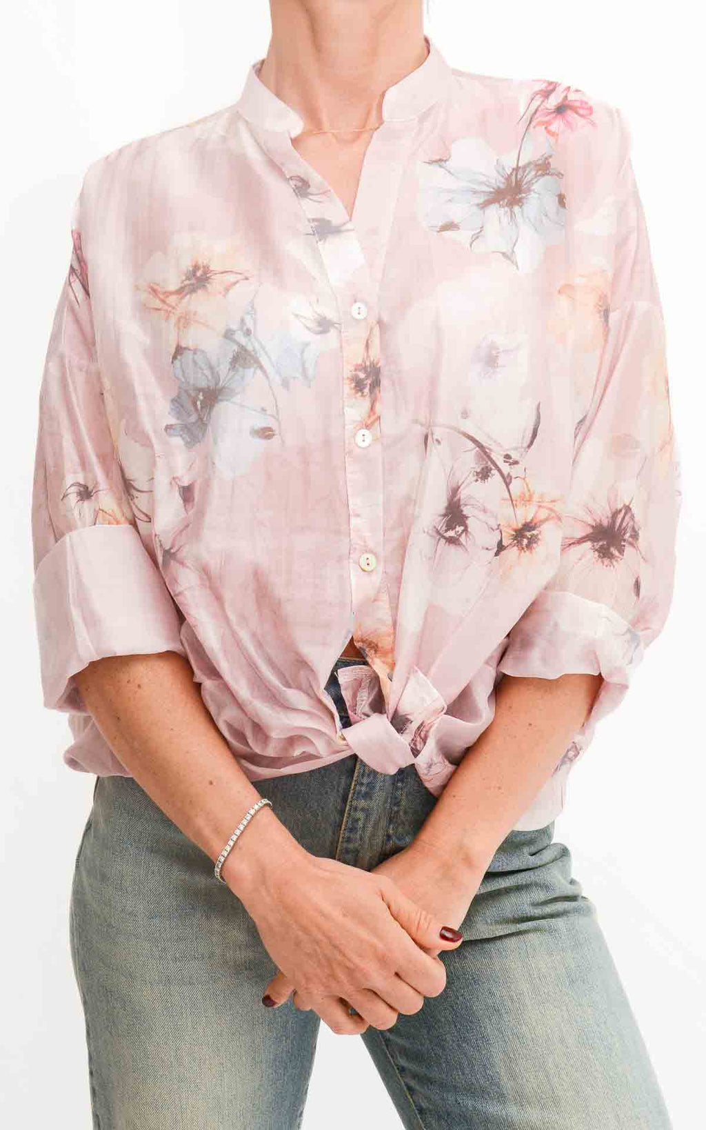 Susymix - Camicia a fantasia con nodo - Rosa