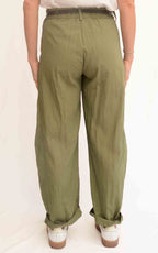 Susymix - Pantalone stellina ovetto in tessuto fluido - Verde militare