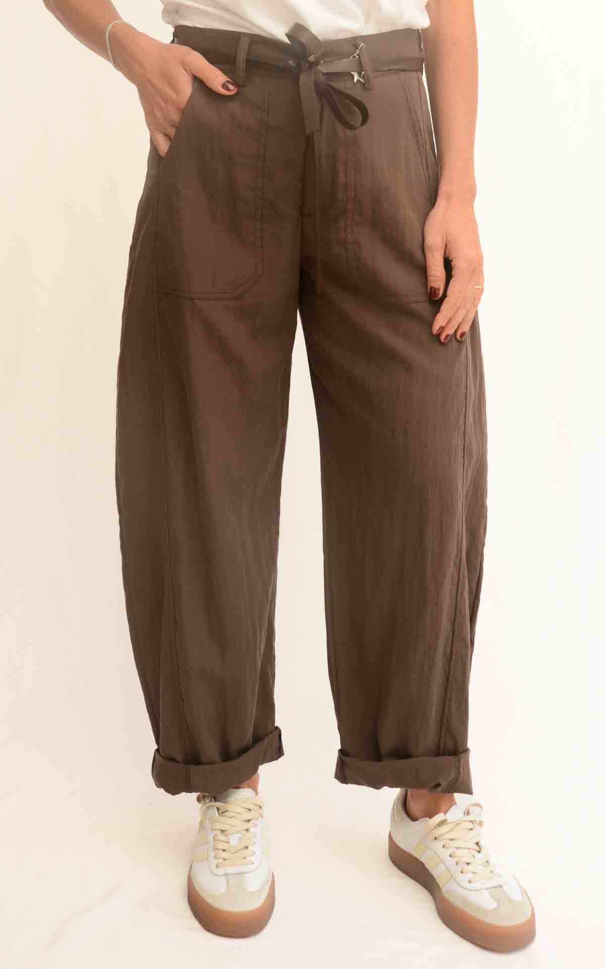 Susymix - Pantalone stellina ovetto in tessuto fluido - Moro