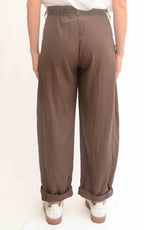 Susymix - Pantalone stellina ovetto in tessuto fluido - Moro