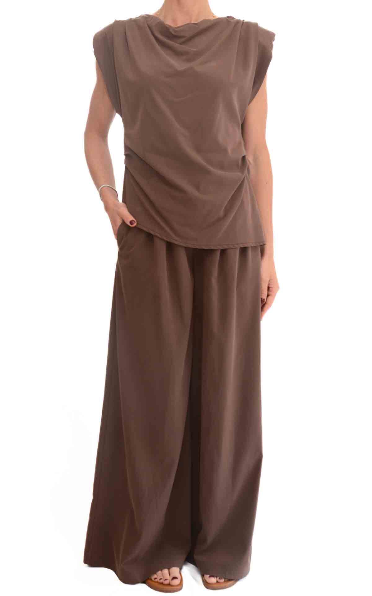 Susymix - Completo blusa drappeggiata - Moro