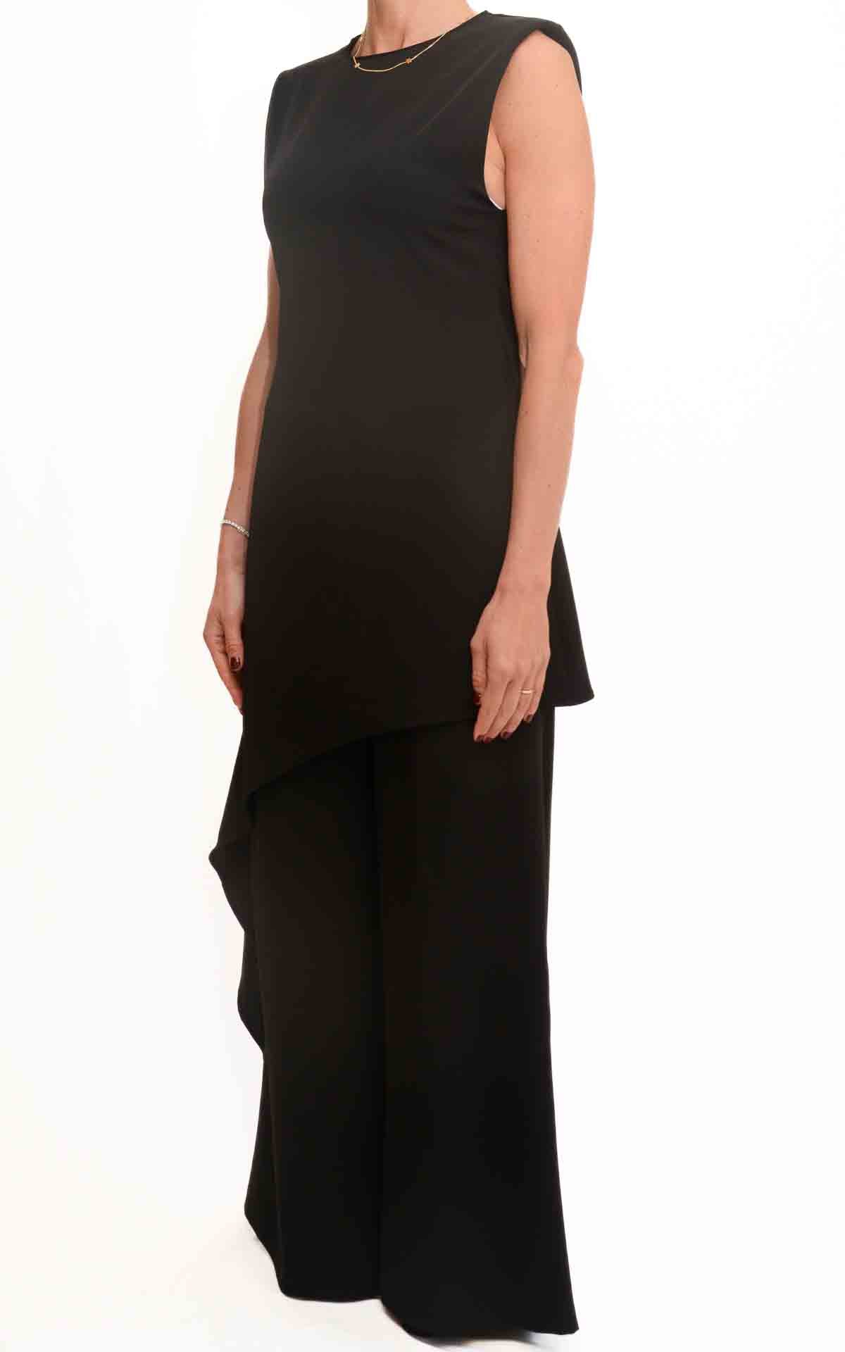 Susymix - Completo blusa lunga asimmetrica - Nero