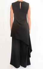 Susymix - Completo blusa lunga asimmetrica - Nero