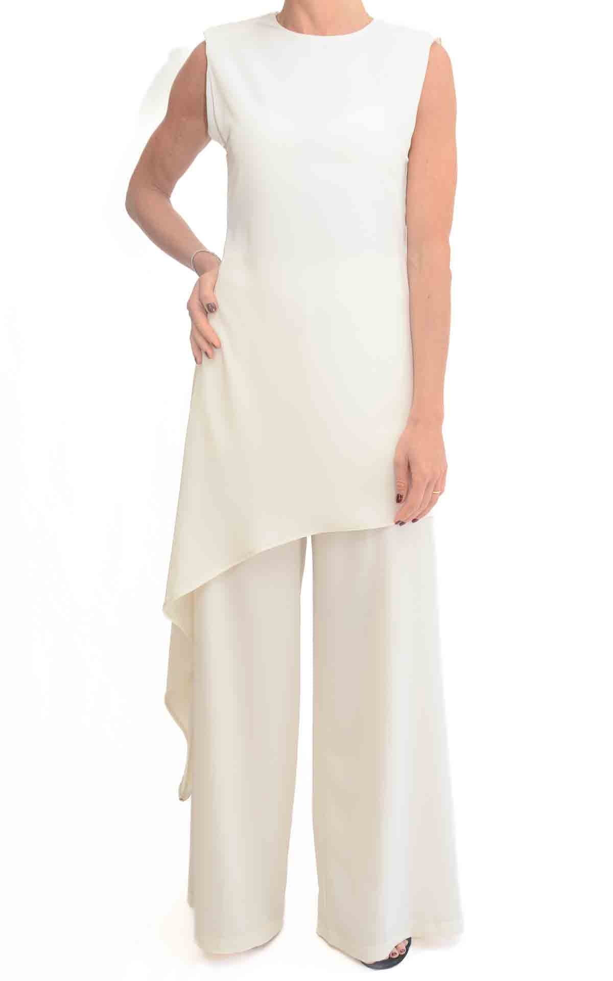 Susymix - Completo blusa lunga asimmetrica - Avorio