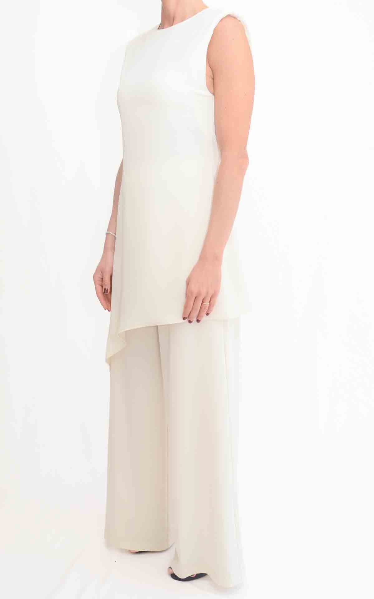 Susymix - Completo blusa lunga asimmetrica - Avorio