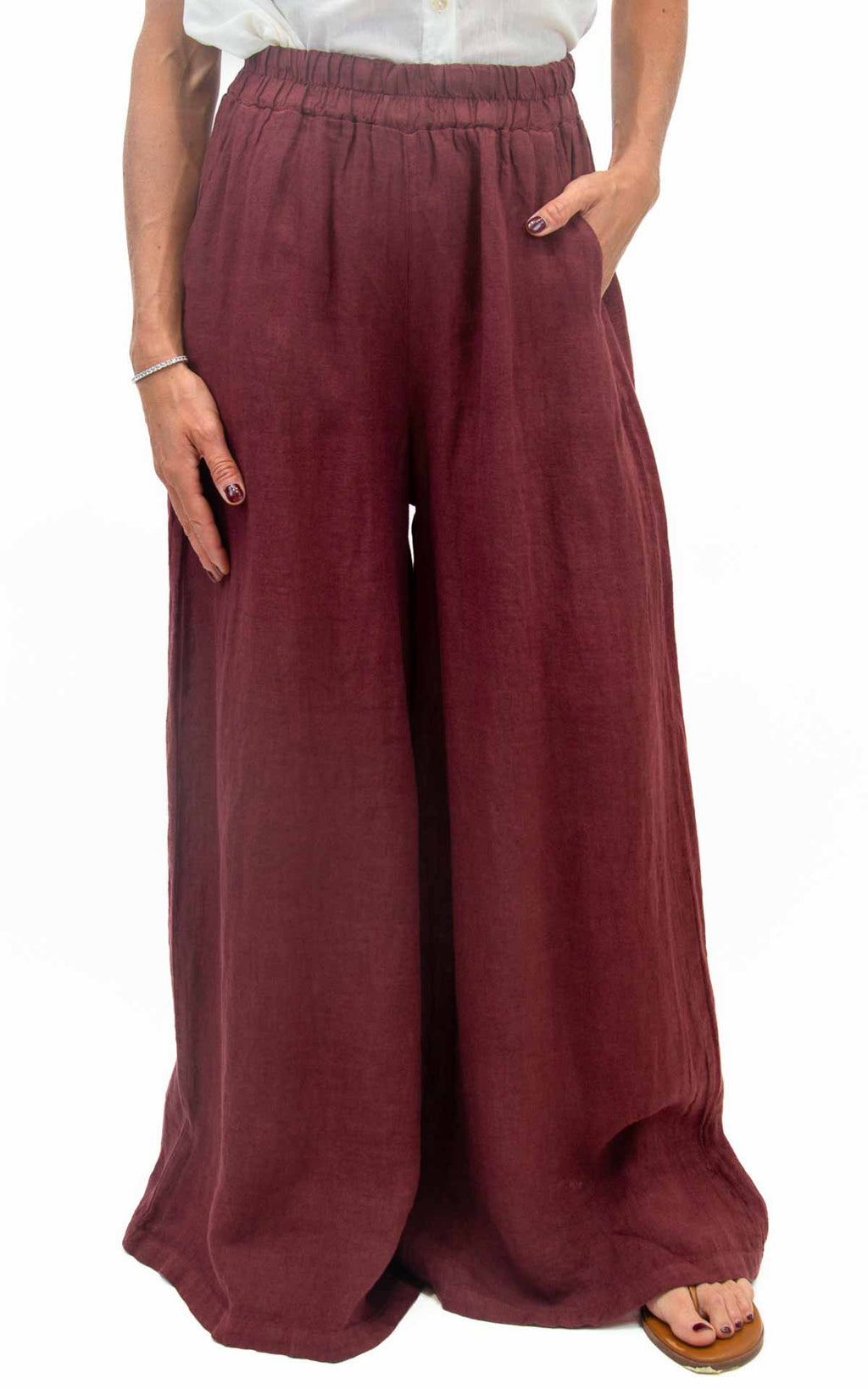 Susymix - Pantalone palazzo lino - Fico
