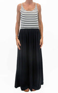 Susymix - Abito lungo top righe - Nero