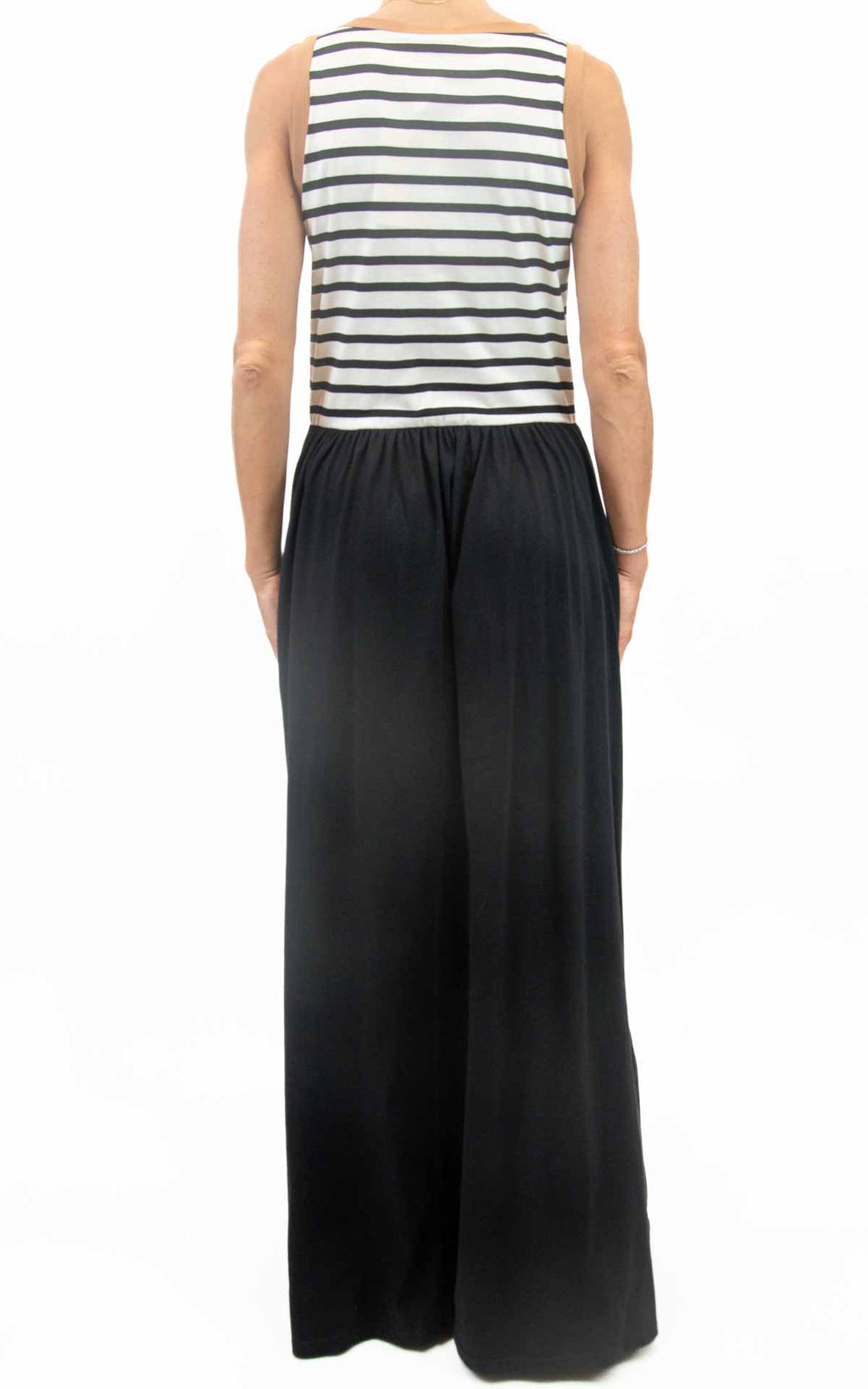 Susymix - Abito lungo top righe - Nero