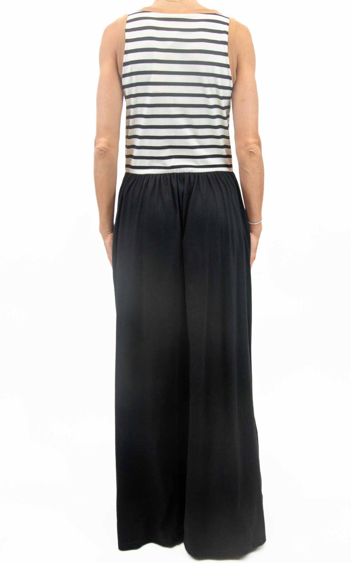 Susymix - Abito lungo top righe - Nero