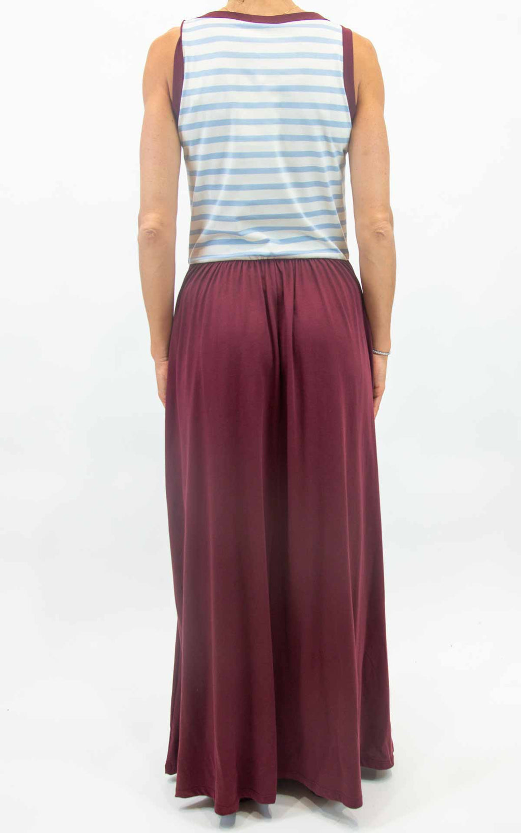 Susymix - Abito lungo top righe - Celeste