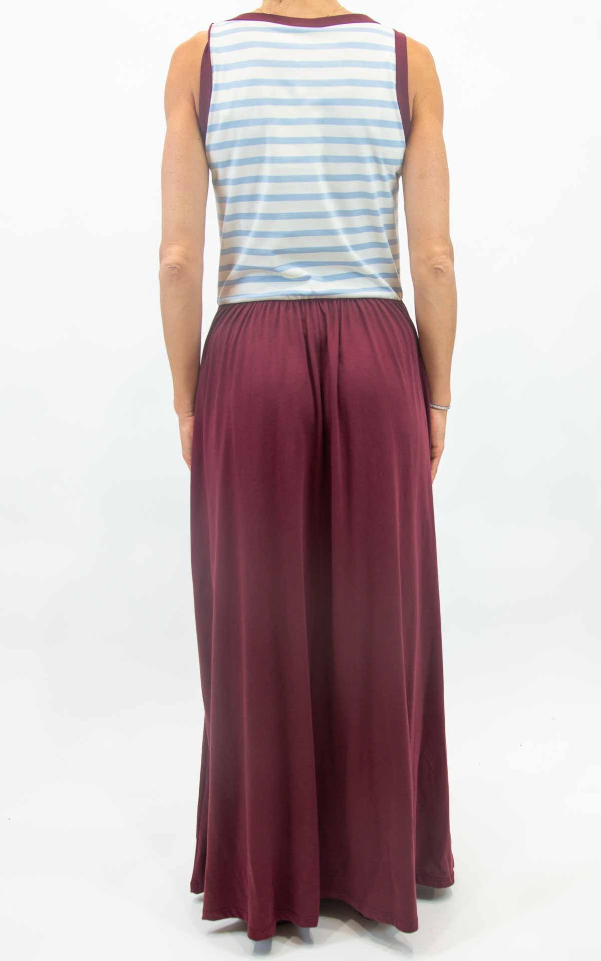 Susymix - Abito lungo top righe - Celeste
