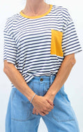 Susymix - T-shirt righe con taschino colorato - Blu