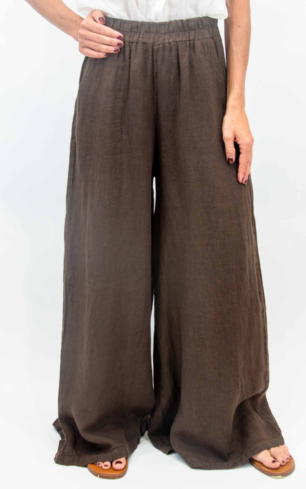 Susymix - Pantalone palazzo lino - Moro