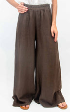 Susymix - Pantalone palazzo lino - Moro