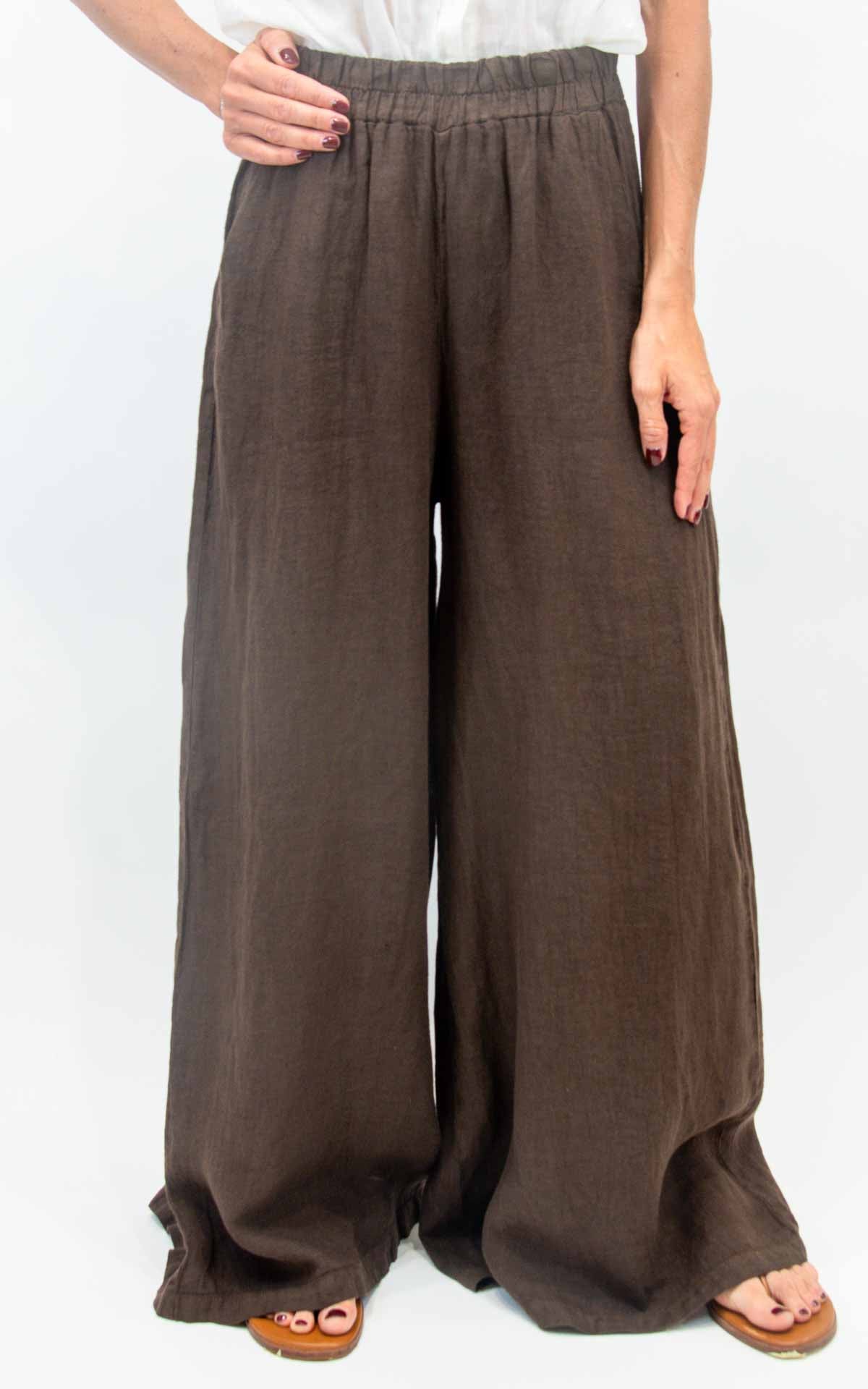 Susymix - Pantalone palazzo lino - Moro