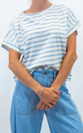 Susymix - Maglia scatola a righe - Celeste