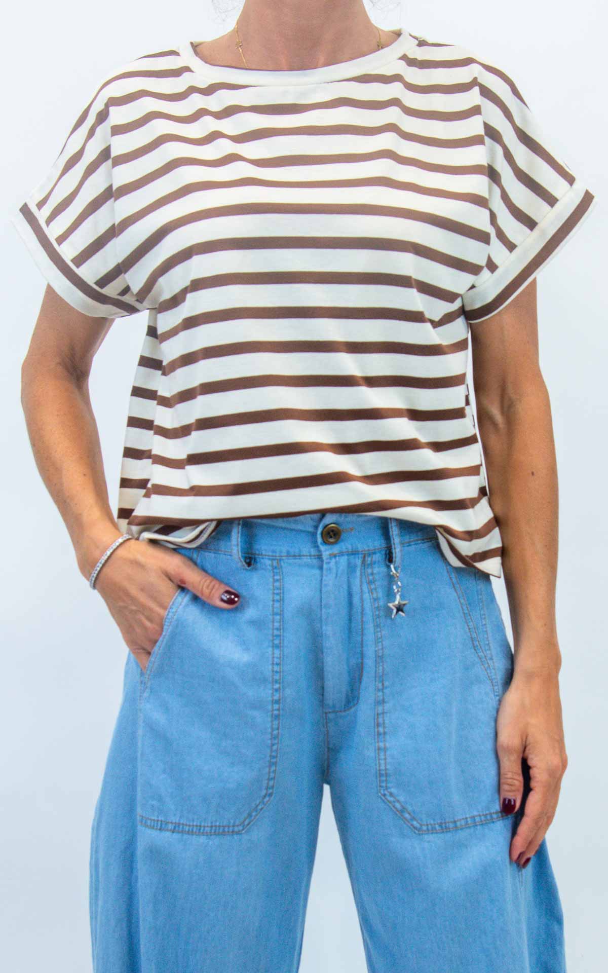 Susymix - Maglia scatola a righe - Tabacco