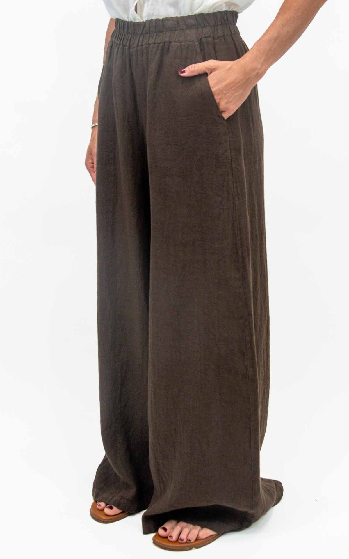Susymix - Pantalone palazzo lino - Moro