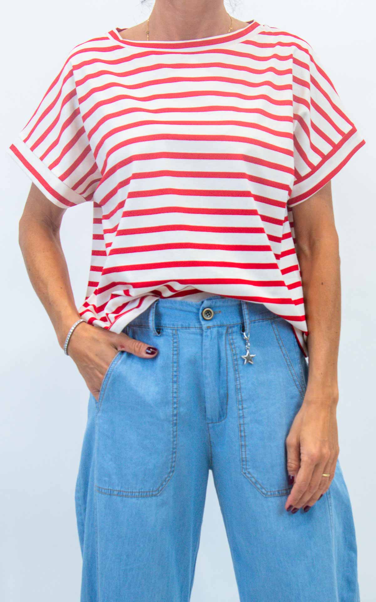 Susymix - Maglia scatola a righe - Rosso