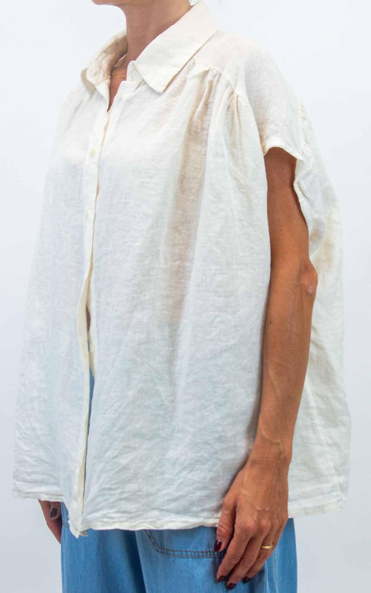 Susymix - Camicia in lino over - Latte