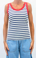 Susymix - Canotta righe con bordo colorato - Blu